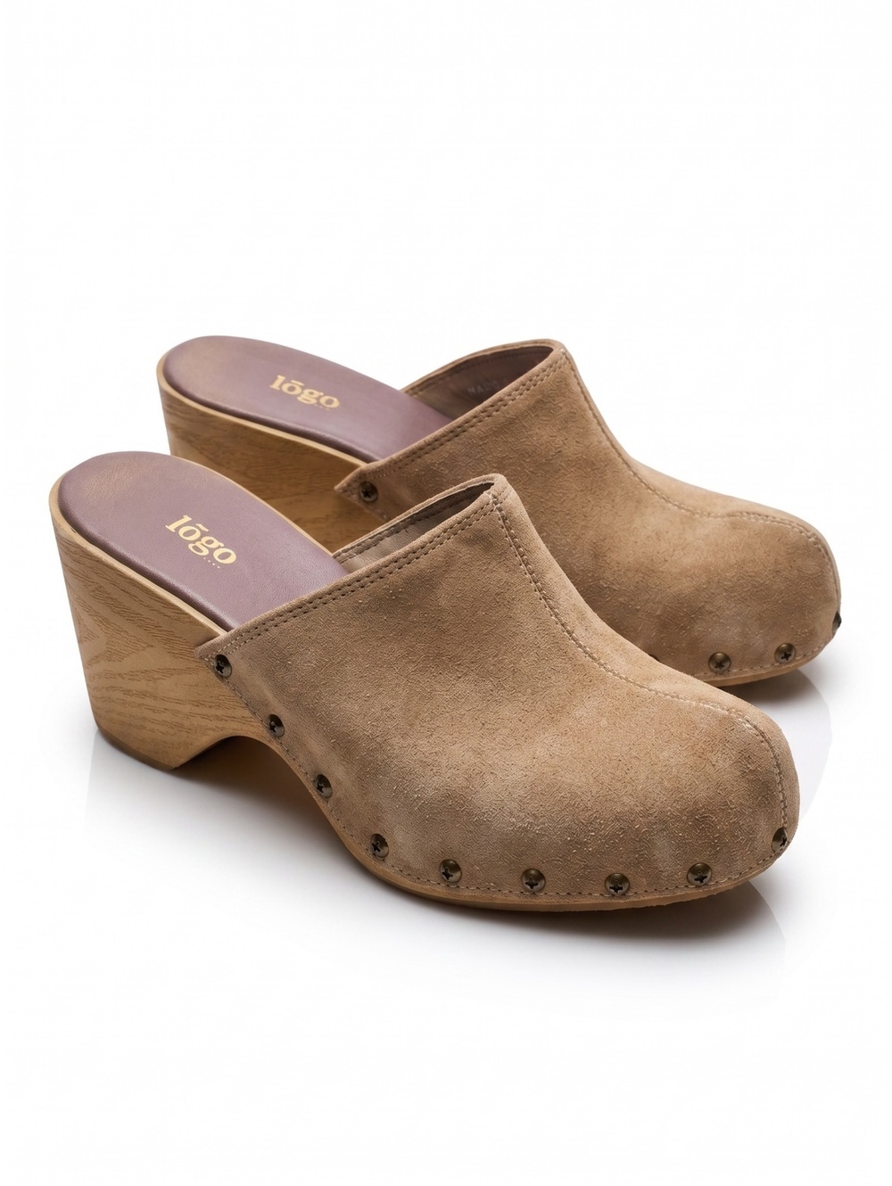 Tōgo Tan Suede Wooden Clogs Size 7 Boho Scandinavian Comfort Platform Mules - Picture 2 of 10